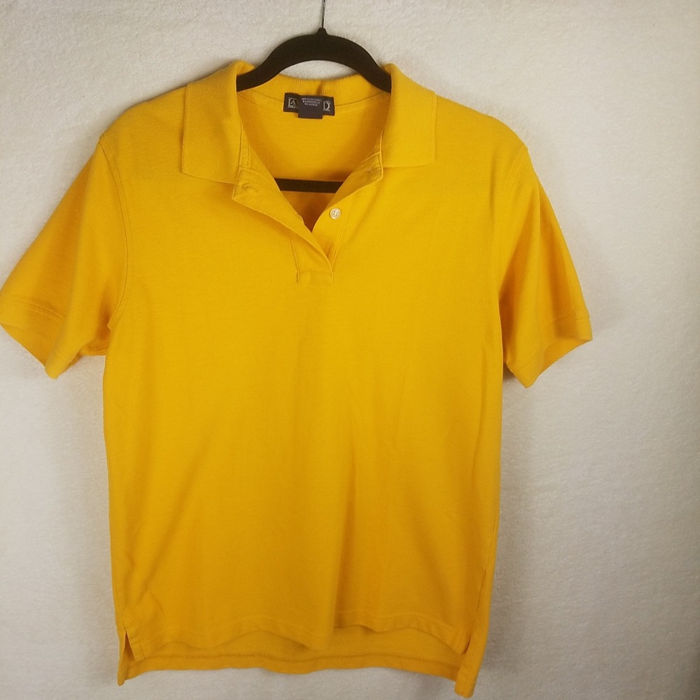 Lands End Polo Shirt Womens M 10-12 Yellow Excellent Short Sleeve Cotton Pique